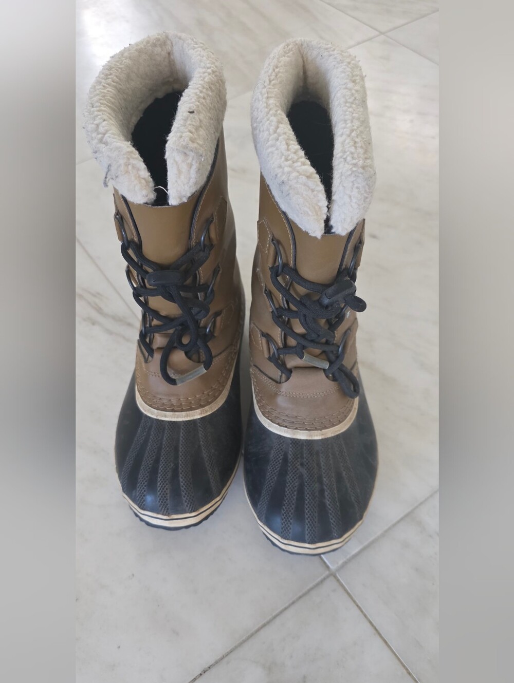 Sorel Two-Tone Brown and Black Insulated Lace-Up Winter Boots
